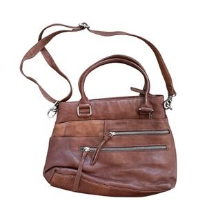 Great American Leather Works Brown Cowhide Leather Satchel Crossbody Bag